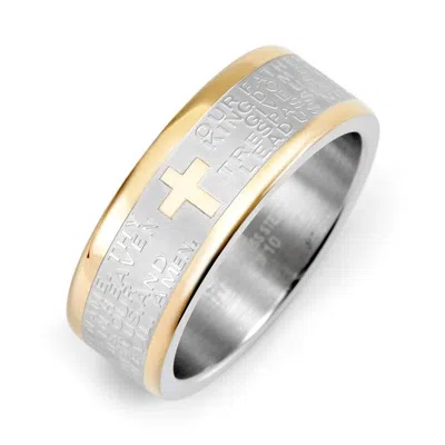Evesaddiction Two Tone Stainless Steel Lord's Prayer Ring - 11