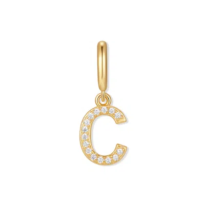Evesaddiction Waterproof Crystal Initial Charm - Gold / C