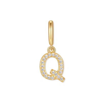 Evesaddiction Waterproof Crystal Initial Charm - Gold / Q