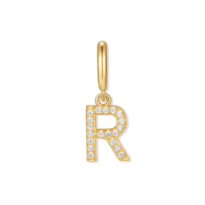 Evesaddiction Waterproof Crystal Initial Charm - Gold / R