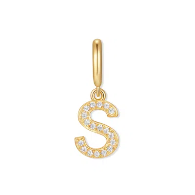 Evesaddiction Waterproof Crystal Initial Charm - Gold / S