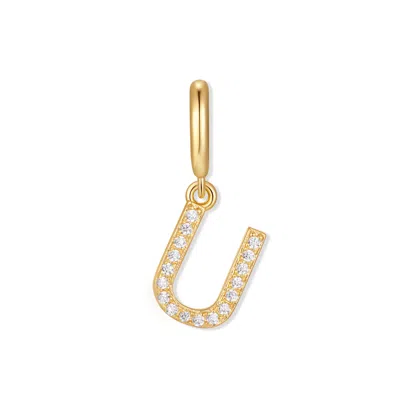 Evesaddiction Waterproof Crystal Initial Charm - Gold / U