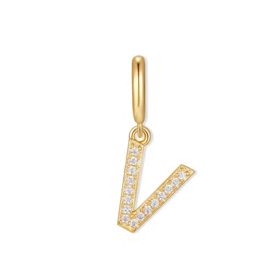 Evesaddiction Waterproof Crystal Initial Charm - Gold / V