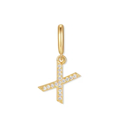 Evesaddiction Waterproof Crystal Initial Charm - Gold / X