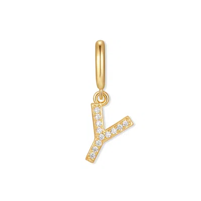Evesaddiction Waterproof Crystal Initial Charm - Gold / Y
