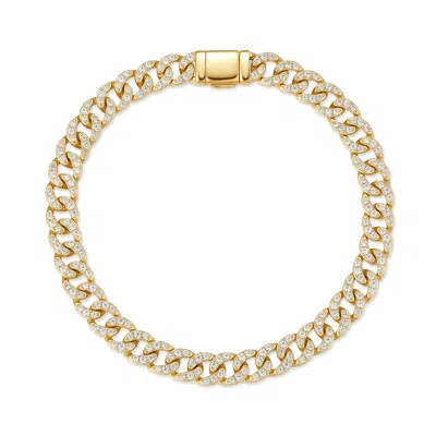 Evesaddiction Waterproof Cz Cuban Chain Bracelet In Gold