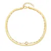 Evesaddiction Waterproof Herringbone And Cz Shimmer Chain Anklet In Gold