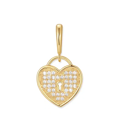 Evesaddiction Waterproof Padlock Heart Charm In Gold