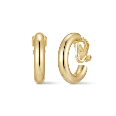 Evesaddiction Waterproof Polished Hoop Clip On Earrings In Gold