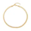Evesaddiction Waterproof Tennis And Herringbone Chain Anklet In Gold