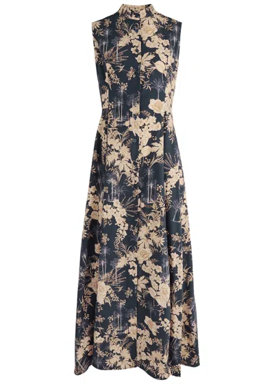 Evi Grintela Carine Floral-print Cotton Maxi Dress In Navy