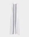Evi Grintela Carine Sleeveless Embroidered Maxi Shirtdress In White