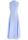 Evi Grintela Carine Striped Cotton Midi Dress In Light Blue