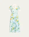 Evi Grintela Clara Belted Floral-print Midi Shirtdress In Blue Multi