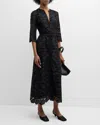 EVI GRINTELA ELIZABETH BELTED FLORAL LACE MIDI DRESS