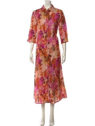 Pre-owned Evi Grintela Floral Print Long Dress In Orange