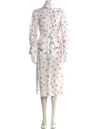 Pre-owned Evi Grintela Floral Print Midi Length Dress In Neutral