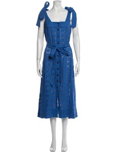 Pre-owned Evi Grintela Lace Pattern Midi Length Dress In Blue