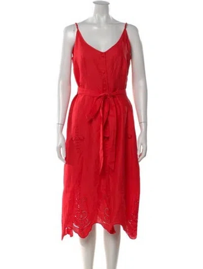 Pre-owned Evi Grintela Lace Pattern Midi Length Dress In Red