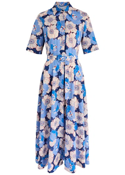 Evi Grintela Lana Floral-print Cotton Shirt Dress In Blue