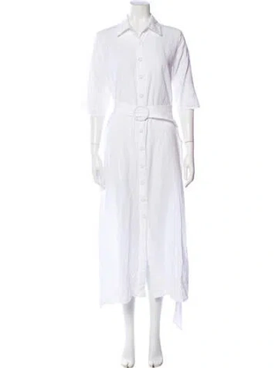 Pre-owned Evi Grintela Linen Long Dress In White
