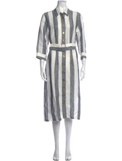 Pre-owned Evi Grintela Linen Midi Length Dress In Multi