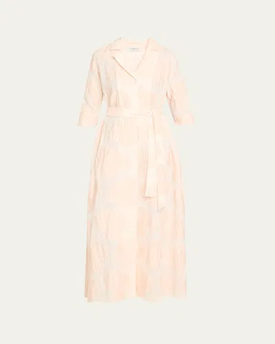 Evi Grintela Molly Applique Seersucker Maxi Shirtdress In Baby Pink