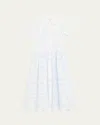 Evi Grintela Nellie Eyelet-embroidered Linen Midi Shirtdress In Bluewhite