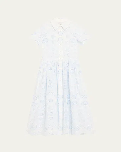 Evi Grintela Nellie Eyelet-embroidered Linen Midi Shirtdress In Bluewhite