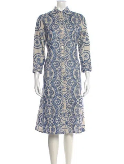 Pre-owned Evi Grintela Paisley Print Midi Length Dress In Blue