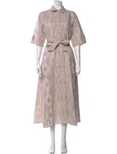 Pre-owned Evi Grintela Patterned Midi Length Dress W/ Tags In Neutrals