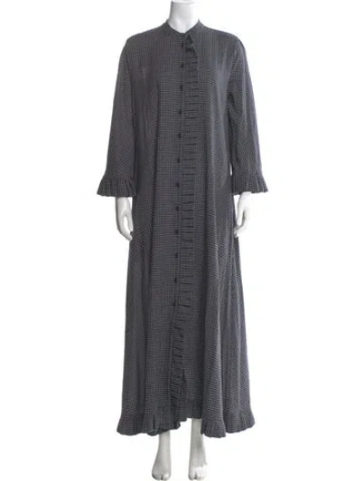 Pre-owned Evi Grintela Plaid Print Long Dress In Gray