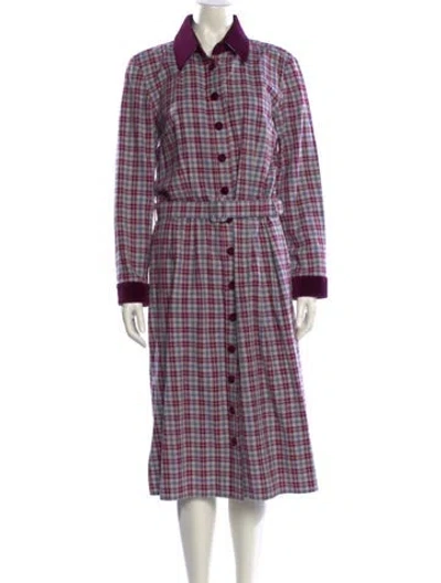 Pre-owned Evi Grintela Plaid Print Midi Length Dress In Multi