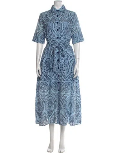 Pre-owned Evi Grintela Printed Long Dress In Blue