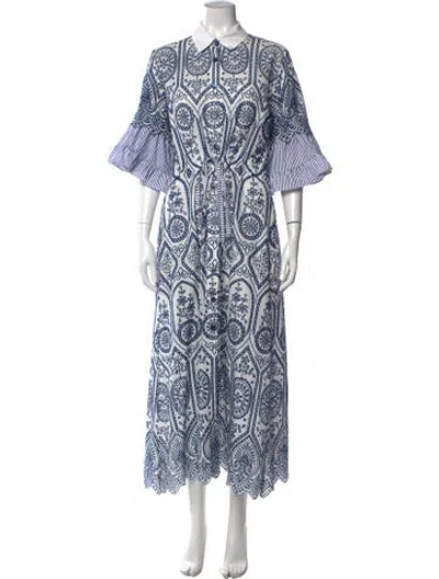 Pre-owned Evi Grintela Printed Long Dress In Blue