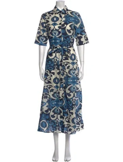 Pre-owned Evi Grintela Printed Long Dress In Blue