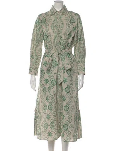 Pre-owned Evi Grintela Printed Long Dress In Green