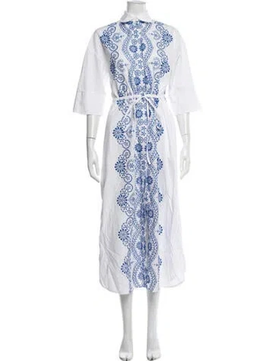 Pre-owned Evi Grintela Printed Long Dress In White