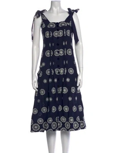 Pre-owned Evi Grintela Printed Midi Length Dress In Blue
