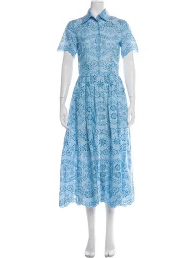 Pre-owned Evi Grintela Printed Midi Length Dress In Blue