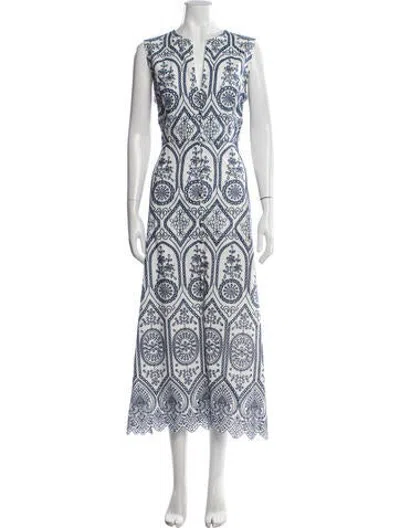 Pre-owned Evi Grintela Printed Midi Length Dress In Blue