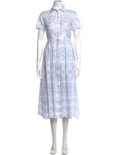 Pre-owned Evi Grintela Printed Midi Length Dress In Blue/white