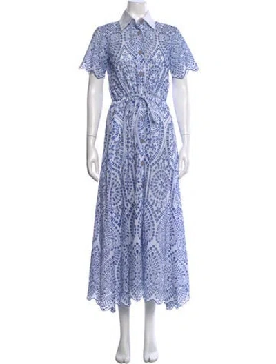 Pre-owned Evi Grintela Printed Midi Length Dress In White