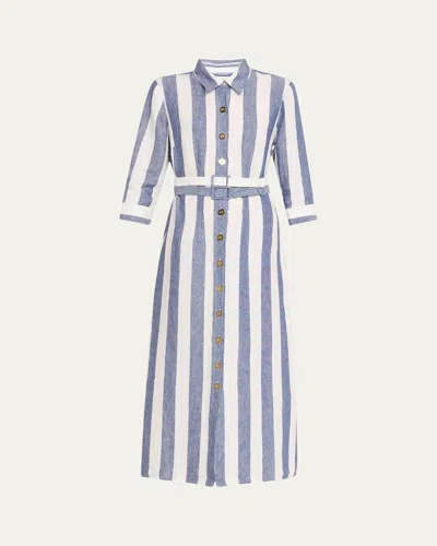 Evi Grintela Riad Striped Linen Midi Shirtdress