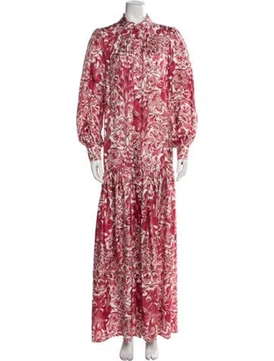 Pre-owned Evi Grintela Silk Long Dress In Red