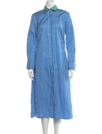 Pre-owned Evi Grintela Striped Long Dress In Blue