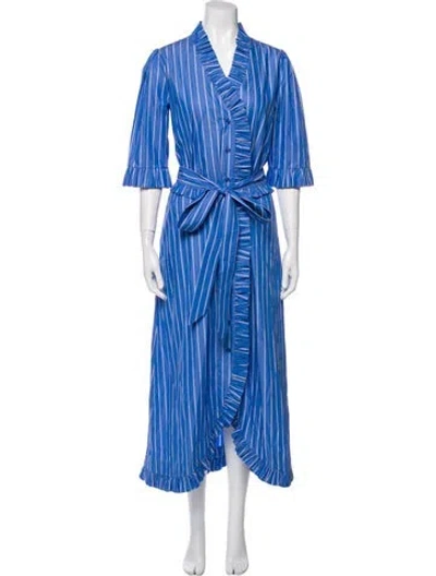 Pre-owned Evi Grintela Striped Long Dress In Blue