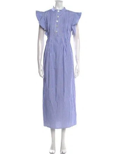 Pre-owned Evi Grintela Striped Long Dress In Blue
