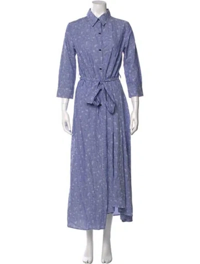 Pre-owned Evi Grintela Striped Long Dress In Blue