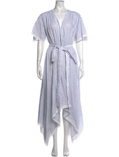 Pre-owned Evi Grintela Striped Long Dress In Blue